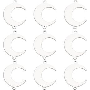 SUNNYCLUE 1 Box 60Pcs Moon Link Charm Stainless Steel Connector Charms Small Silver Laser Cut Connectors Crescent Pendants for Jewelry Making Bracelet Earring Christmas Wedding Women Beginners