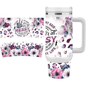 2 sheets UV DTF cup wraps for 40 OZ, the waterproof items can be widely used on glass can and wooden crafts（Flower）