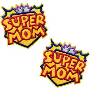 2 PCS Super Mom Mortered Iron on Patch Woman's Rights explique clothing accessories mother's gift diy
