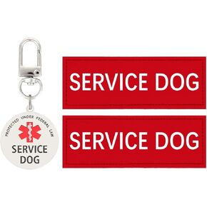 Service Dog Patches 2pcs ، علامة Dog Service لـ Harness Patch Id Tag بسهولة إلى ذوي الياقات البيضاء ، تسخير (Red Small-1.18 × 4.33)