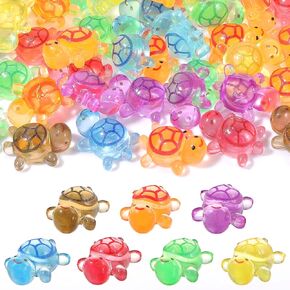 50pcs سلاحف راتنجات صغيرة مضيئة ، توهج لطيف في تمثال سلحفاة البحر المظلمة ، حيوانات راتنج صغيرة للحيوانات المحيطية ، حديقة الطعون الطبيعية الدقيقة ديي ديكور ديكور أقطاب العليا (7 ألوان)