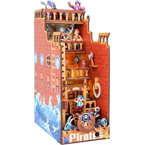 3D DIY BOOK NOOK KIT WOODEN DOLLHOUSE MINIATURE FAZZLES للبالغين على رف الكتب إدراج ديكور 4
