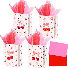 12 PCS حفلة كرز تفضل حقائب الهدايا مع مقابض شيس الكرز على الحفلات العلوية معالجة صناديق الحلوى Coquett