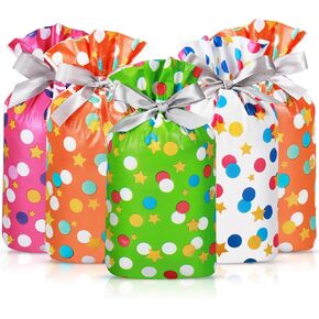 Capoda 50 PCS Colorful Polka Dots Goodie Bags Plastic Compantring Facs 6 × 9 بوصة قابلة لإعادة الاستخدام.