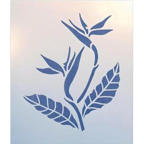 طير الغريب من الجنة تصميم الاستنسل 7.5 "× 9.2" قالب الفن المداري للزهرة هاواي للطلاء ، وصياغة ، ديكور المنزل ، ومشاريع DIY من الاستنسل الفني