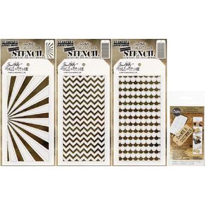 Tim Holtz Collection خريف 2019 شيفتر الإستنسل - أشعة شيفتر ، شيفتر شيفرون ، أسقلوب شيفتر وألواح الشبكة اللزجة - 4 عناصر