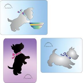مجموعة استنسل جرو Scottish Terrier - مجموعة من 3 4 "× 5.8" ، 5.7 "× 4.0" ، و 6.6 "× 4.3" قالب استنسل للكلاب القابل لإعادة الاستخدام للحرف اليدوية ، والرسم على الخشب ، والسيطرة على الجدران والهدية - The Artful Stencil