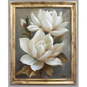 Generic White Magnolia Flowers 5D Diamond Art Painting for البالغين ، طلاء الماس الدائري بالكامل من قبل أدوات الأرقام للمبتدئين للأحجار الكريمة لزينة الجدار 11.8x15.8inch (4)
