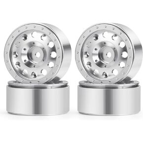 RCLIONS Aluminium 1.3" Beadlock Wheel Hub Rims for 1/18 TRX4M 1/24 SCX24 RC Crawler Car Upgrade Parts Silver