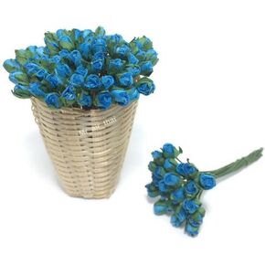 1 Bundle of 50 Blue Tiny Rose Mulberry Paper Flower Scrapbook Craft 5mm Card Wedding Dollhouse S-265