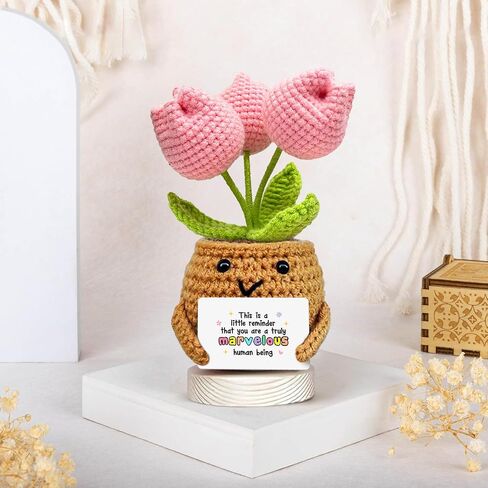 Gossby Gifts for Mom from Daughter Son Kids - Mothers Day, Birthday Gift for Mom, Mama - Basket Stuffers - Positive Tulip Crochet for Mama with Package & Thank You Card in Kuwait