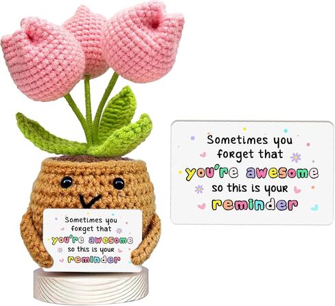 Gossby Gifts for Mom from Daughter Son Kids - Mothers Day, Birthday Gift for Mom, Mama - Basket Stuffers - Positive Tulip Crochet for Mama with Package & Thank You Card in Kuwait
