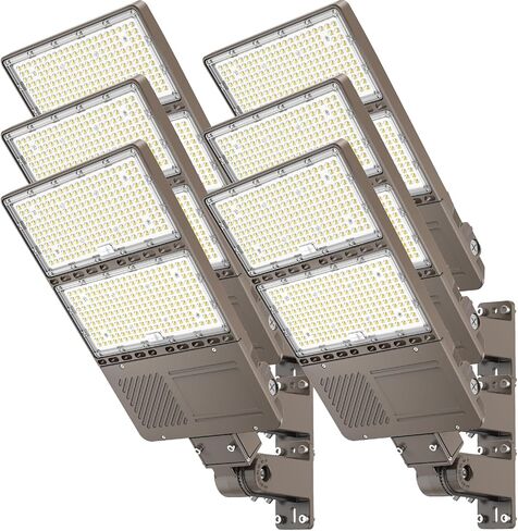 ADUB 320W LED مصباح موقف السيارات مع خلية ضوئية، 5000K LED Shoebox Light ذراع قابل للتعديل وتركيب سهل التركيب، 48000 LM عمود أضواء خارجي IP65 إضاءة أمان منطقة الشارع التجاري، مدرج في قائمة UL in Kuwait