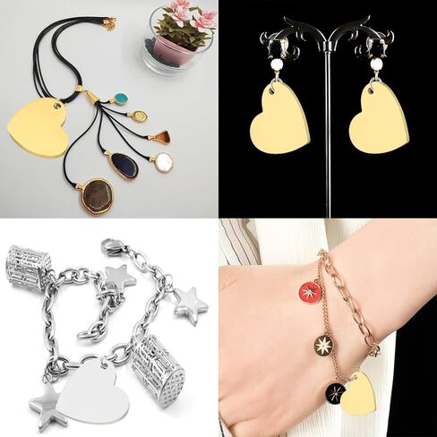 Patikil Heart Charm ، قلادة قلب ختم ختم الفراغات علامات الفولاذ المقاوم للصدأ علامات ختم فارغة قلادة لنقش الليزر in Kuwait