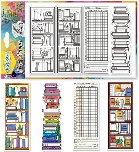CHGCRAFT Books Clear Stamps Book Pattern Transparent Stamps Scrapbooking Silicone Clear Stamp Seals for DIY Scrapbooking Photo Album Decoration, 4.3x6.3inch in Kuwait