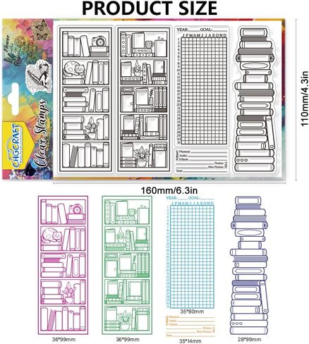 CHGCRAFT Books Clear Stamps Book Pattern Transparent Stamps Scrapbooking Silicone Clear Stamp Seals for DIY Scrapbooking Photo Album Decoration, 4.3x6.3inch in Kuwait