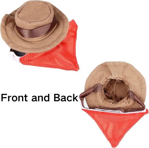 Bearded Dragon Cowboy Hat and Bandana Set Adjustable Lizard Reptile Costume Cool Pet Cap Halloween Costume Photo Props for Gecko Chameleon Amphibians Ferret Hamster (Brown) in Saudi Arabia