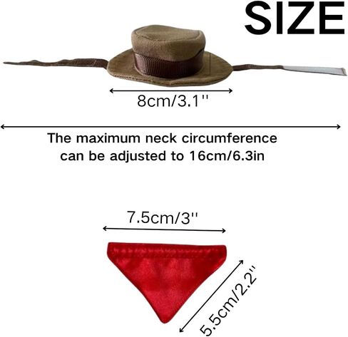 Bearded Dragon Cowboy Hat and Bandana Set Adjustable Lizard Reptile Costume Cool Pet Cap Halloween Costume Photo Props for Gecko Chameleon Amphibians Ferret Hamster (Brown) in Saudi Arabia