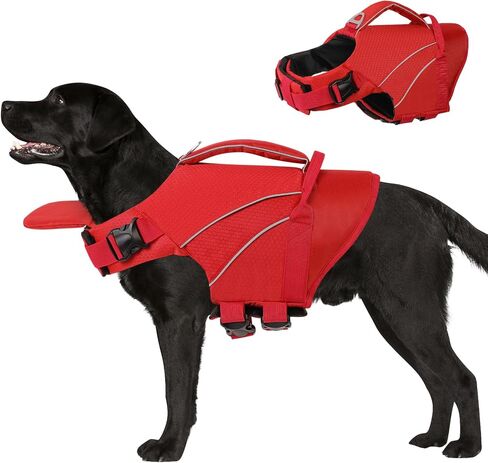 Queenmore Small Dog Life Jacket with Reflective Stripes, Adjustable Life Jacket for Small Dogs, Puppy Swimming Vest High Flotation, Puppy Life Jacket with Front Neck Float (Blue,S) in Kuwait