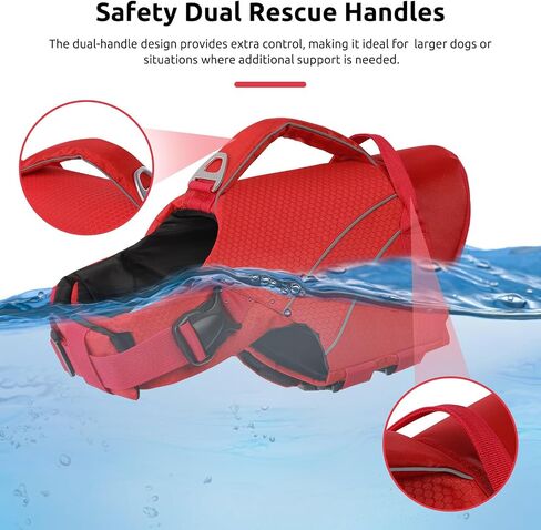 Queenmore Small Dog Life Jacket with Reflective Stripes, Adjustable Life Jacket for Small Dogs, Puppy Swimming Vest High Flotation, Puppy Life Jacket with Front Neck Float (Blue,S) in Kuwait