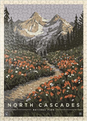 MyPuzzle North Cascades National Park: Summer Hike, Vintage Poster - Premium 500 Piece Jigsaw Puzzle for Adults in Saudi Arabia