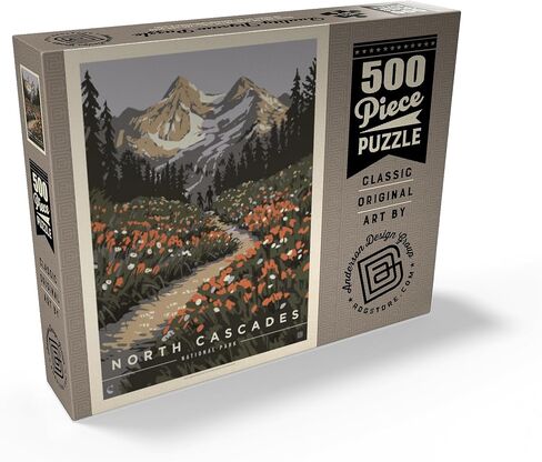 MyPuzzle North Cascades National Park: Summer Hike, Vintage Poster - Premium 500 Piece Jigsaw Puzzle for Adults in Saudi Arabia