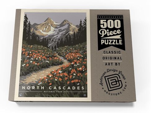 MyPuzzle North Cascades National Park: Summer Hike, Vintage Poster - Premium 500 Piece Jigsaw Puzzle for Adults in Saudi Arabia