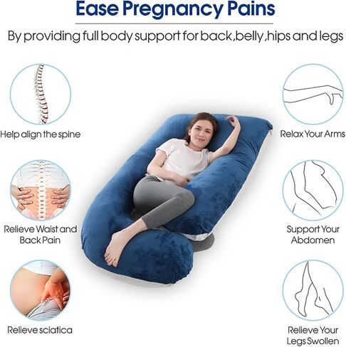 cauzyart Pregnancy Pillows for Sleeping U-Shape Full Body Pillow and Maternity Support - for Back, HIPS, Legs, Belly for Pregnant Women with Removable Bean Velvet Cover(Pink) in Kuwait