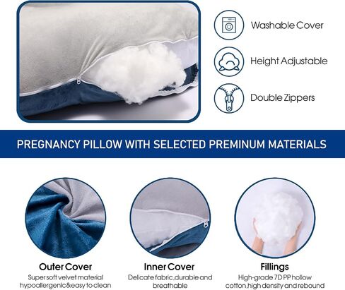 cauzyart Pregnancy Pillows for Sleeping U-Shape Full Body Pillow and Maternity Support - for Back, HIPS, Legs, Belly for Pregnant Women with Removable Bean Velvet Cover(Pink) in Kuwait