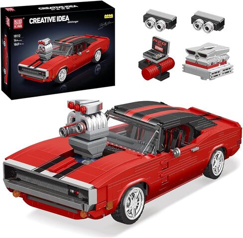 Mould King 10114 Classic Cars Building Kits, MOC Vintage Car Model Building Blocks Set, Gift for Kids Age 8+/Adult Collections Enthusiasts(1308+ Pieces, Static Version) in Saudi Arabia
