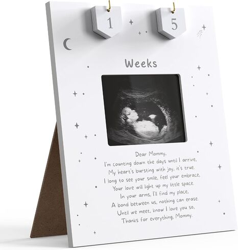 Sonogram Picture Frame Countdown Weeks For Dad - Pregnancy Announcements Ideas Sign - Standard 4"x3" Ultrasound Photo - Gender Reveal Gifts For Husband Father - New Expecting Parents to Be Keepsake in Kuwait