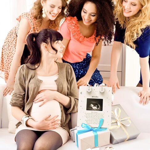 Sonogram Picture Frame Countdown Weeks For Dad - Pregnancy Announcements Ideas Sign - Standard 4"x3" Ultrasound Photo - Gender Reveal Gifts For Husband Father - New Expecting Parents to Be Keepsake in Kuwait