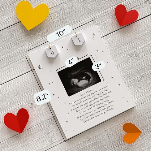 Sonogram Picture Frame Countdown Weeks For Dad - Pregnancy Announcements Ideas Sign - Standard 4"x3" Ultrasound Photo - Gender Reveal Gifts For Husband Father - New Expecting Parents to Be Keepsake in Kuwait