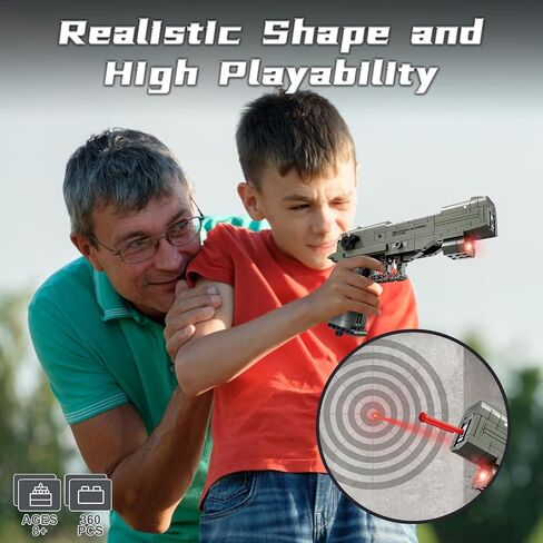 Finger Rock M1911 Pistol Model Guns Building Blocks Toy Set, DIY Simulation Handheld Gun Mechanical Model Kits, 333 pcs Collectible Construction Shootable Sniper Toys Gifts for Teens Boys Aged 14+ in Kuwait