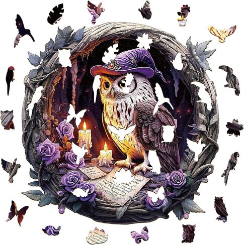 KAAYEE Wooden Puzzles for Adults 200 Pieces Wooden Owl Jigsaw Puzzles for Adult Wood Owl Puzzle Gifts for Mother's Day Adults Kids Animal Puzzle(11.4 * 11.4in) in Saudi Arabia