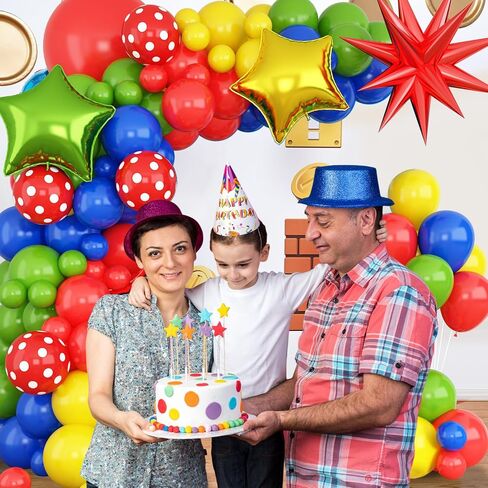 Red Blue Green Yellow Balloon Arch, Red Yellow Green Blue Balloon Garland with 4Pcs Star Foil Balloons for Birthday Baby Shower Cartoon Video Game Superhero Theme Party Decor in Saudi Arabia