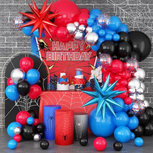 Red Blue Green Yellow Balloon Arch, Red Yellow Green Blue Balloon Garland with 4Pcs Star Foil Balloons for Birthday Baby Shower Cartoon Video Game Superhero Theme Party Decor in Saudi Arabia