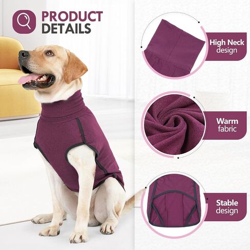 Dog Winter Sweater Vest - Windproof Warm Pullover with High Collar & Leash Hole, Soft Onesie Pajamas for Cold Weather - Pet Apparel for Small/Medium/Large Dogs Indoor/Outdoor Hiking Sleep in Saudi Arabia