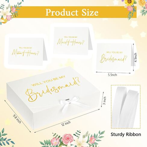 8Pack Large Bridesmaid Proposal Boxes with Bridesmaid Card, Will You Be My Bridesmaid Box with Ribbon, Maid Matron of Honor Proposal Box for Bridesmaid Proposal Gifts (12×9.8×3.1 Inch) in Saudi Arabia