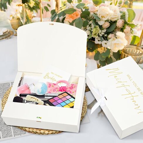 8Pack Large Bridesmaid Proposal Boxes with Bridesmaid Card, Will You Be My Bridesmaid Box with Ribbon, Maid Matron of Honor Proposal Box for Bridesmaid Proposal Gifts (12×9.8×3.1 Inch) in Saudi Arabia