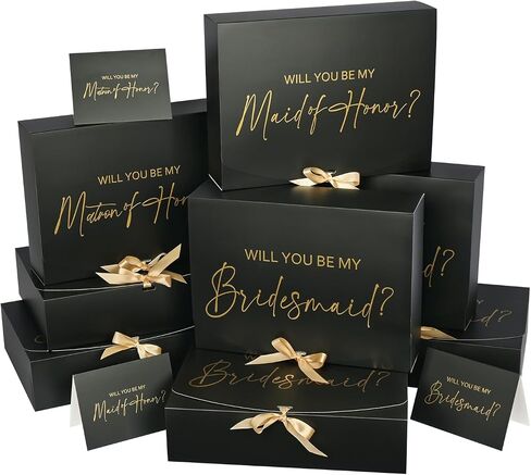 8Pack Large Bridesmaid Proposal Boxes with Bridesmaid Card, Will You Be My Bridesmaid Box with Ribbon, Maid Matron of Honor Proposal Box for Bridesmaid Proposal Gifts (12×9.8×3.1 Inch) in Saudi Arabia