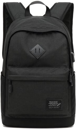 Lightweight Casual Laptop Backpack For Men Women Travel Backpacks with USB Charging Port Fashion Daypack Bookbag (Black) in Saudi Arabia