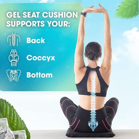 Yes4All Cooling Gel Seat Cushion for Long Sitting, 2 Silk Non-Slip Magnet Covers, Large Thick Breathable Wheelchair/Car/Office Chair Cushions in Saudi Arabia