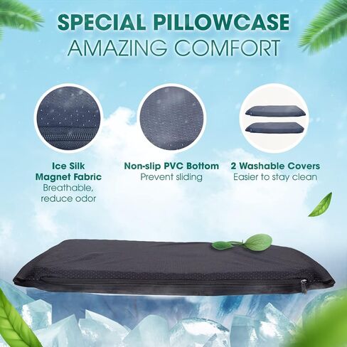 Yes4All Cooling Gel Seat Cushion for Long Sitting, 2 Silk Non-Slip Magnet Covers, Large Thick Breathable Wheelchair/Car/Office Chair Cushions in Saudi Arabia