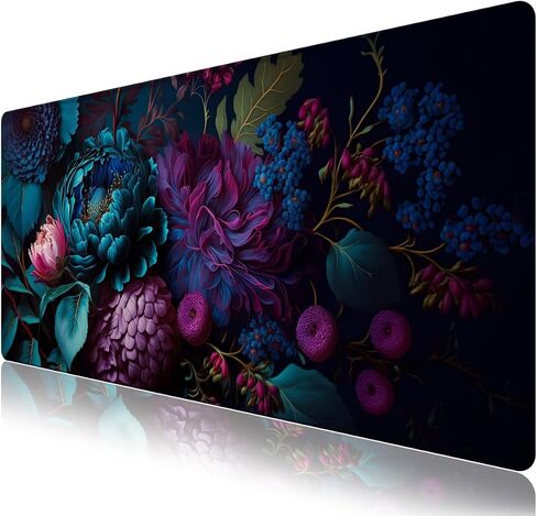Colorful Flowers Desk Matt for Desktop, Mouse Pad Mat, Desk Mat for Keyboard and Mouse, XXL Large Mouse Pad for Desk, Anti-Slip Big Mousepad with Stitched Edges, Mouse Mat for Computer Laptop Women in Saudi Arabia