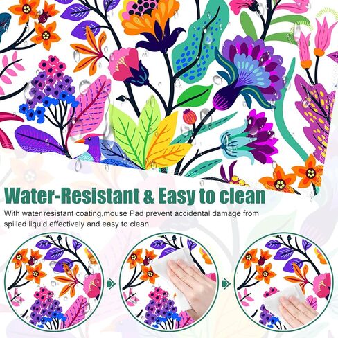 Colorful Flowers Desk Matt for Desktop, Mouse Pad Mat, Desk Mat for Keyboard and Mouse, XXL Large Mouse Pad for Desk, Anti-Slip Big Mousepad with Stitched Edges, Mouse Mat for Computer Laptop Women in Saudi Arabia