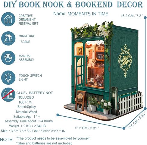 Spilay DIY Book Nook Kit Dollhouse DIY Miniature Wooden Furniture Kit,Mini Handmade Doll House Model, Bookends Model Kit with dust Cover & LED for Teens and Adults Gifts（Florist' S on Spring Lsle） in Kuwait