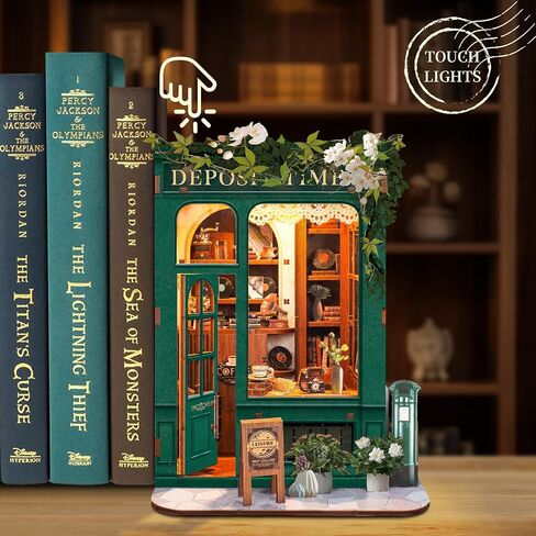Spilay DIY Book Nook Kit Dollhouse DIY Miniature Wooden Furniture Kit,Mini Handmade Doll House Model, Bookends Model Kit with dust Cover & LED for Teens and Adults Gifts（Florist' S on Spring Lsle） in Kuwait