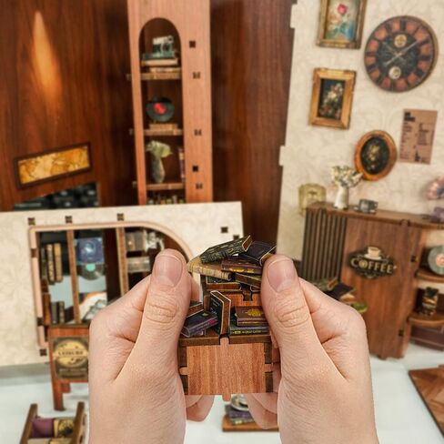 Spilay DIY Book Nook Kit Dollhouse DIY Miniature Wooden Furniture Kit,Mini Handmade Doll House Model, Bookends Model Kit with dust Cover & LED for Teens and Adults Gifts（Florist' S on Spring Lsle） in Kuwait
