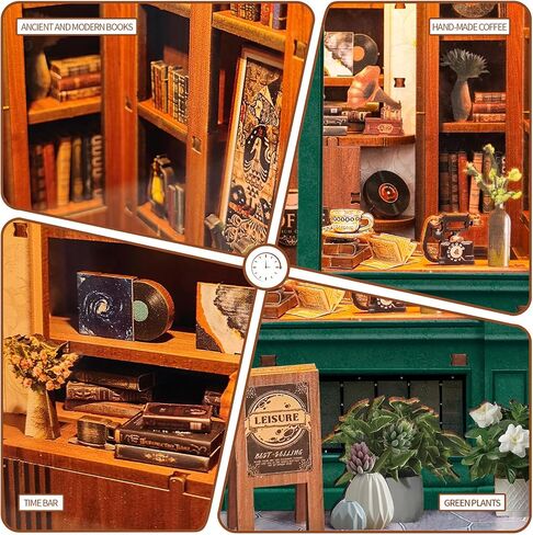 Spilay DIY Book Nook Kit Dollhouse DIY Miniature Wooden Furniture Kit,Mini Handmade Doll House Model, Bookends Model Kit with dust Cover & LED for Teens and Adults Gifts（Florist' S on Spring Lsle） in Kuwait